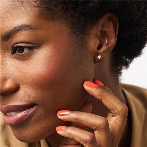 8-Pair Gold Stud Earring Set – Hearts, CZ, Balls Hypoallergenic Cubic Zirconia - Picture 3 of 5